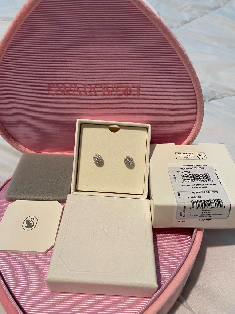 Swarovski Silver Pavé Round Stud Earrings